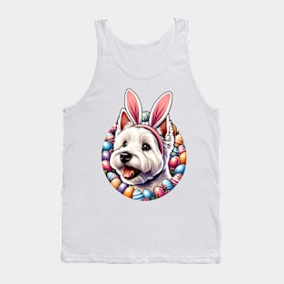 West Highland White Terrier Celebrates Easter with Bunny Ears Tank Top